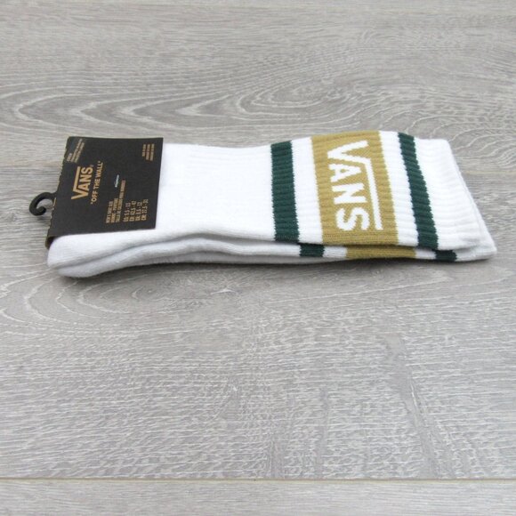 Vans Unisex Retro White Green Striped Crew Socks Mens Size 9.5 -13 (1 Pair) NEW - Picture 5 of 10